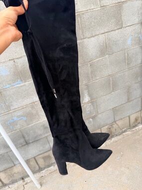 Marc Fisher Black Over-the-Knee Suede Block Heel Boots